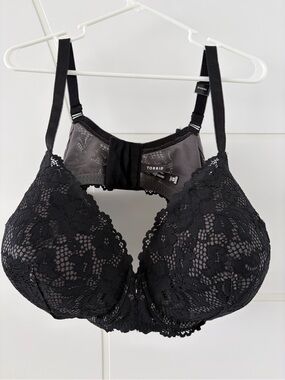 Torrid Women's Sexy‎ T Shirt Bra Lace Black Grey Size 48DDD NWT